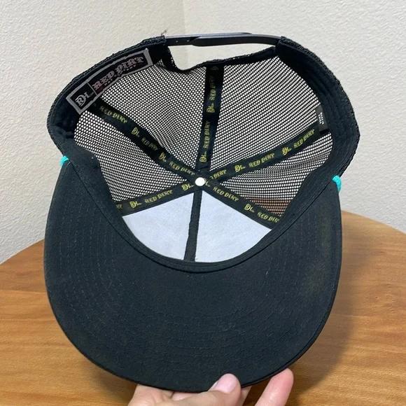 Red Dirt Hat Co. Johnny Phoenix Flat Bill Trucker Hat Cap Black Turquoise Orange - Picture 7 of 11